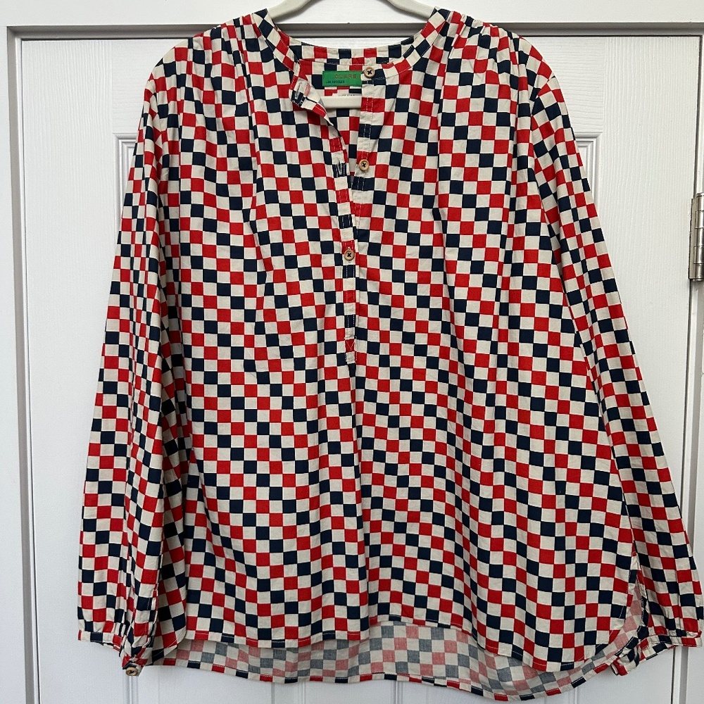 Clare V. Checkered Blouse - L